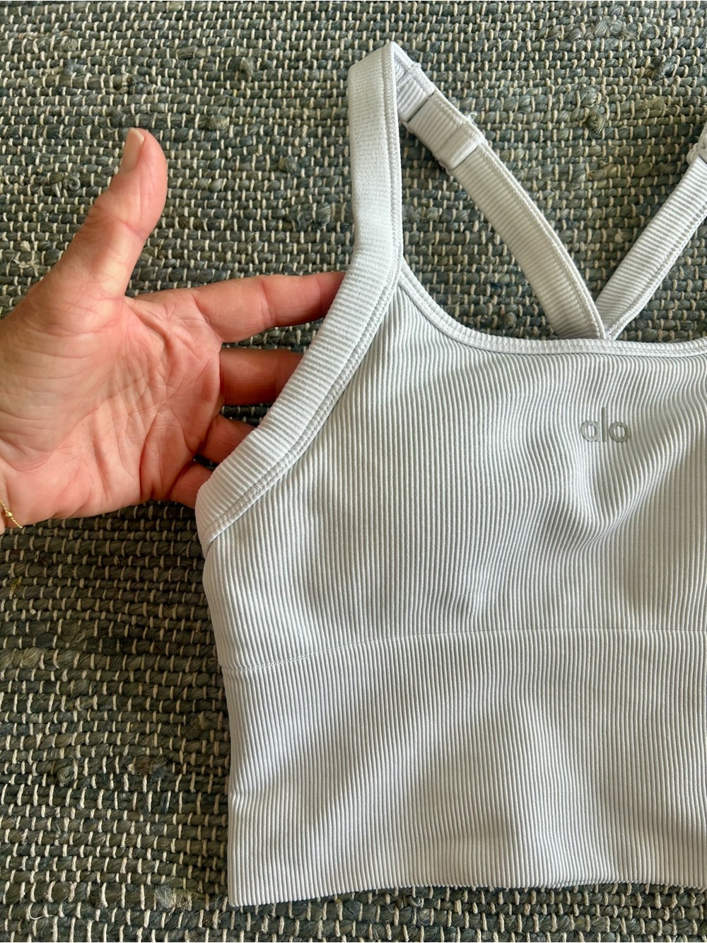 Alo Yoga Seamless Ribbed Favorite Bra Tank White - Picture 8 of 12